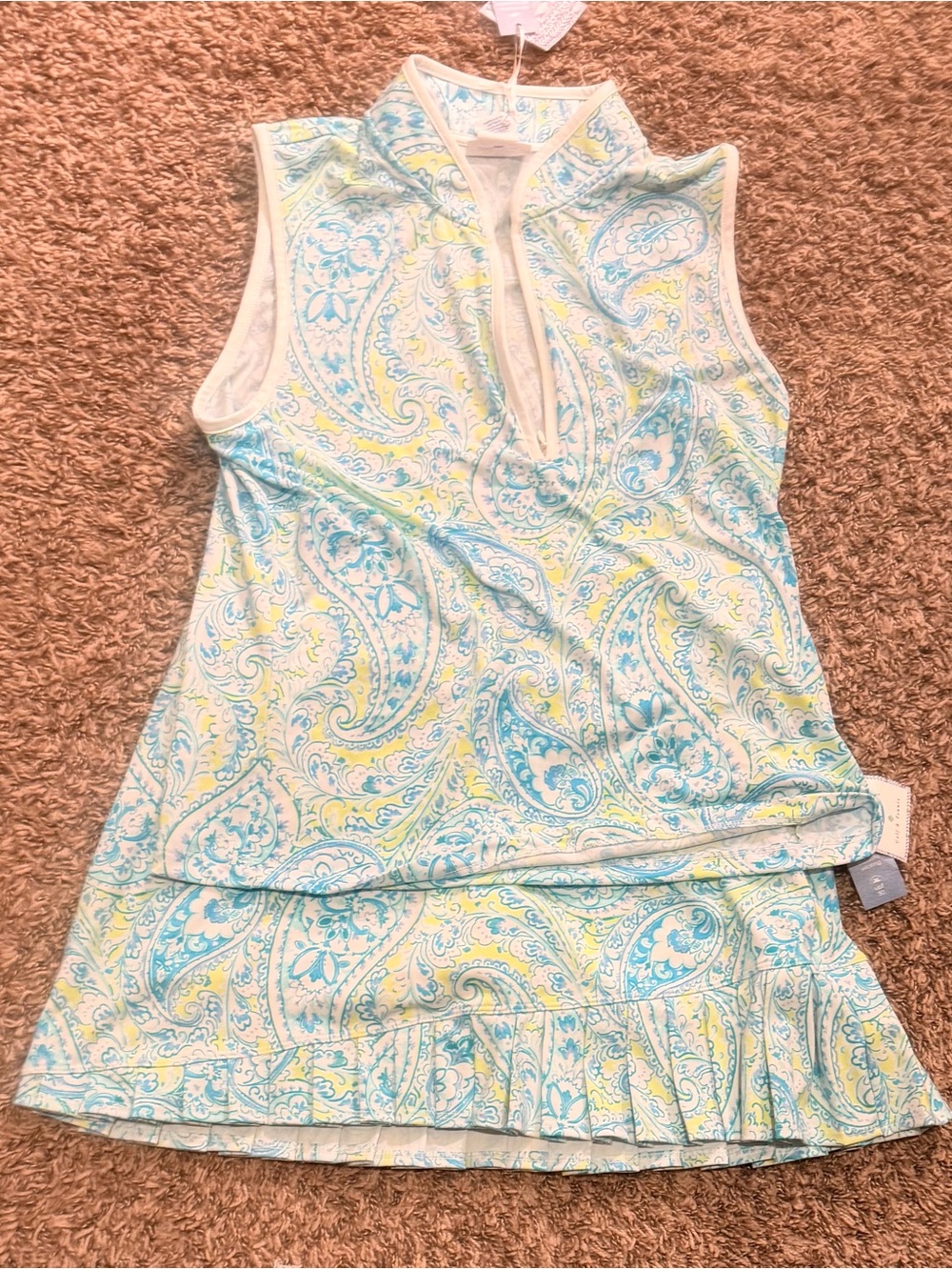 Sigrid Olsen Girls' Paisley Sleeveless Set in Light Blue and Pale Yellow
